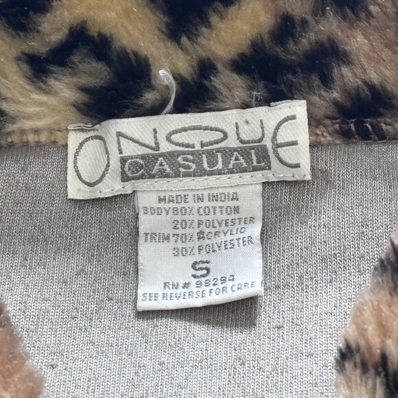 🐆 Vintage Onoue Grey Velour Zip-up With Fuzzy Leopard Print Trim 🐆 - Picture 4 of 4